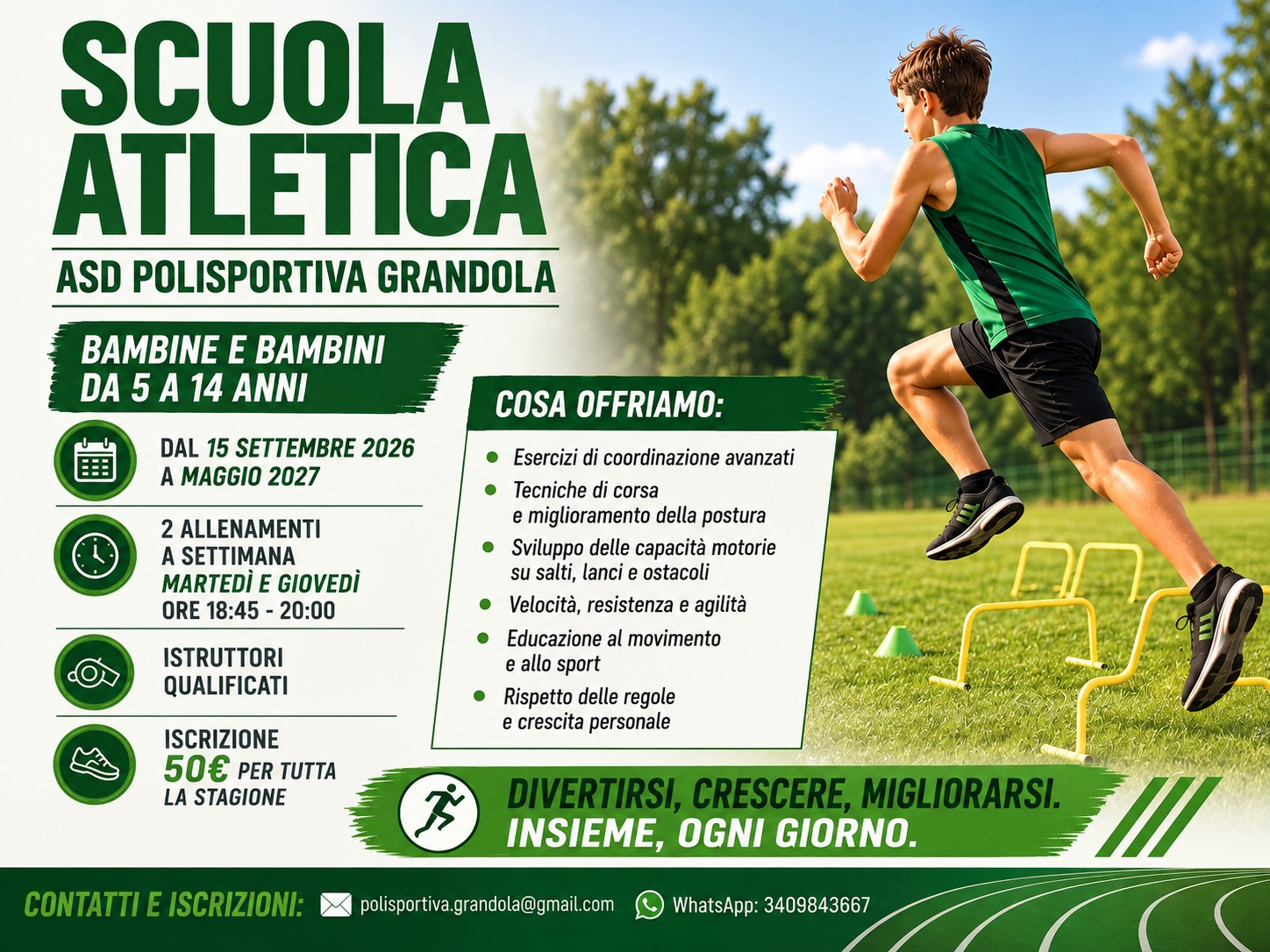 Scuola Atletica per bambini e bambine, ragazzi e ragazze, dai 5 ai 14 anni